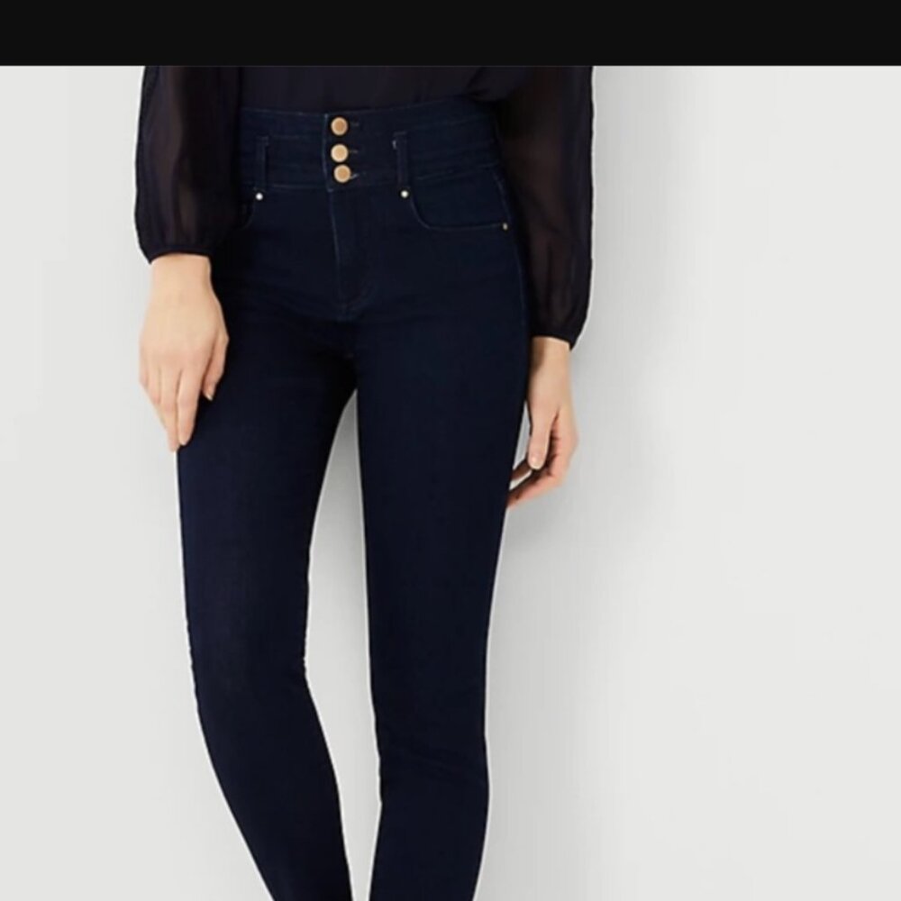 Ann Taylor The Skinny Dark Wash Jeans women's size 6 Blue Denim